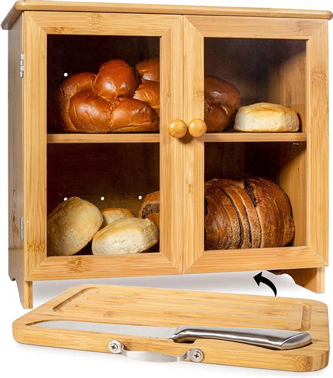 stainless steel and bamboo bread box|container bread bamboo.